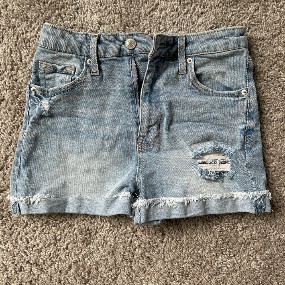 Vanilla Star Blue Jean Shorts with Frayed Hem